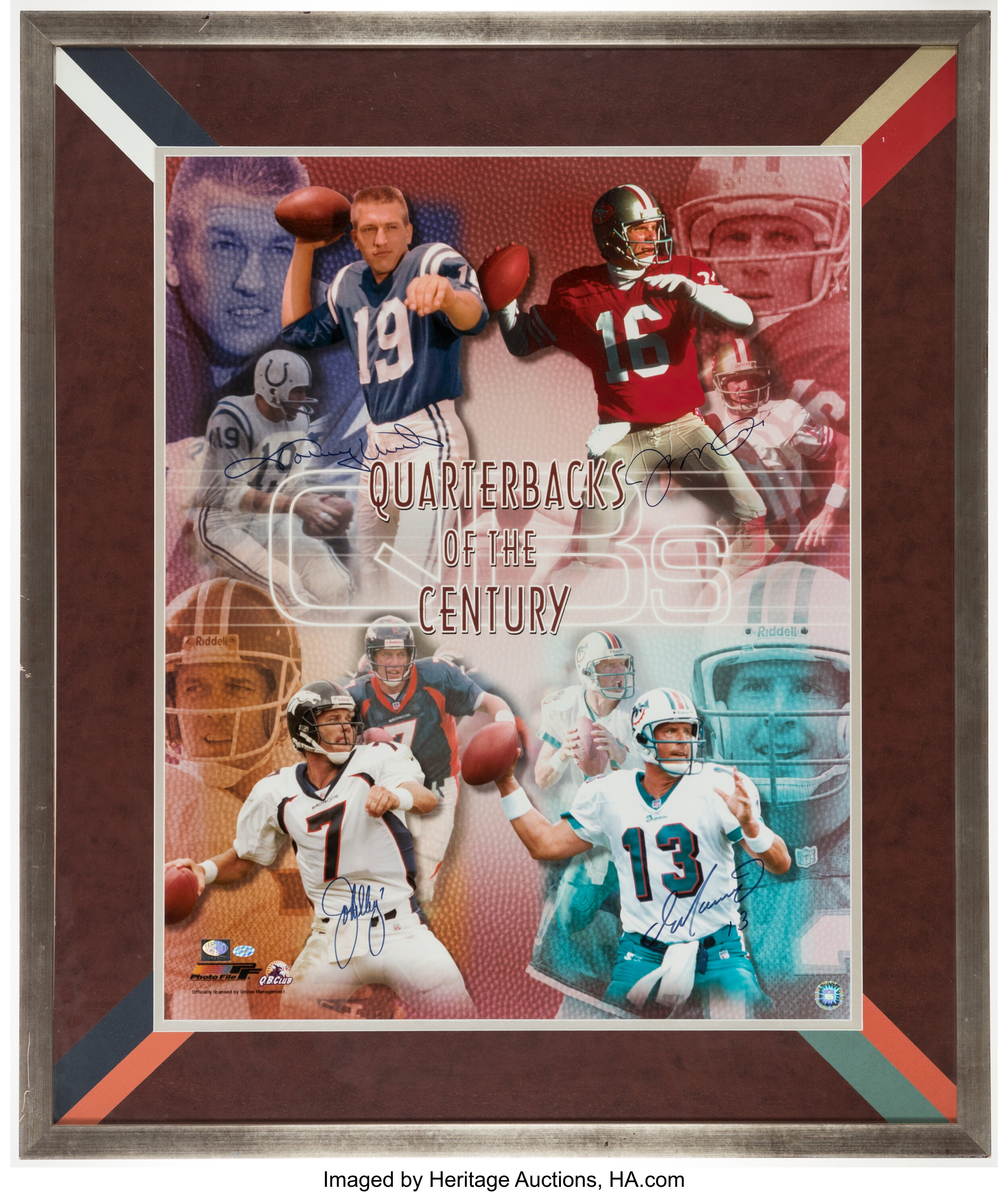 Joe Montana Dan Marino John Elway and Johnny Unitas Quarterbacks Of The  Century Autographed Jersey with