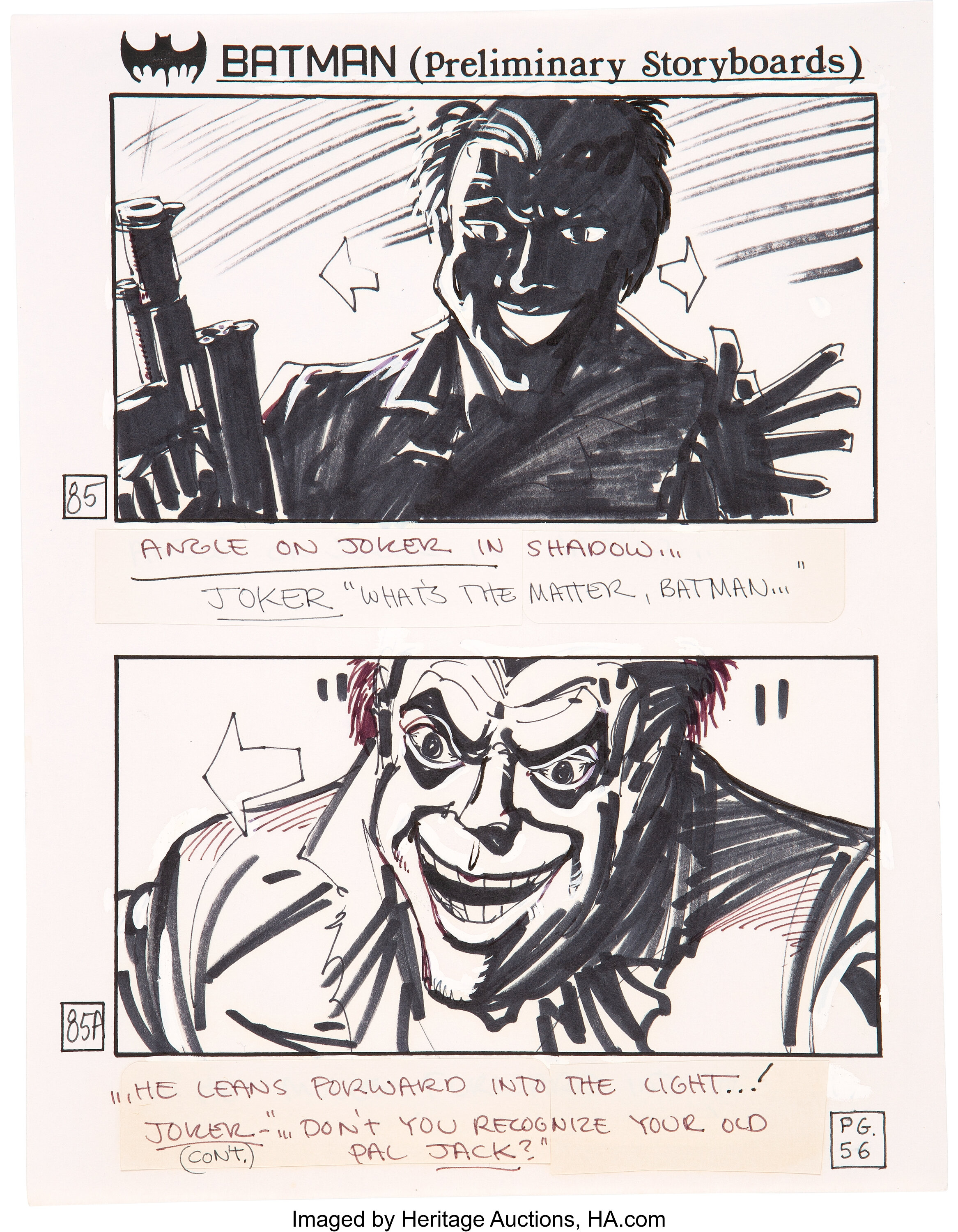 Batman Storyboards Original Art Group Of 2 Warner Brothers C Lot 039 Heritage Auctions