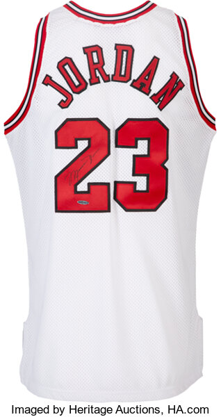 1996 Michael Jordan Signed Chicago Bulls Jersey. Basketball, Lot #59652