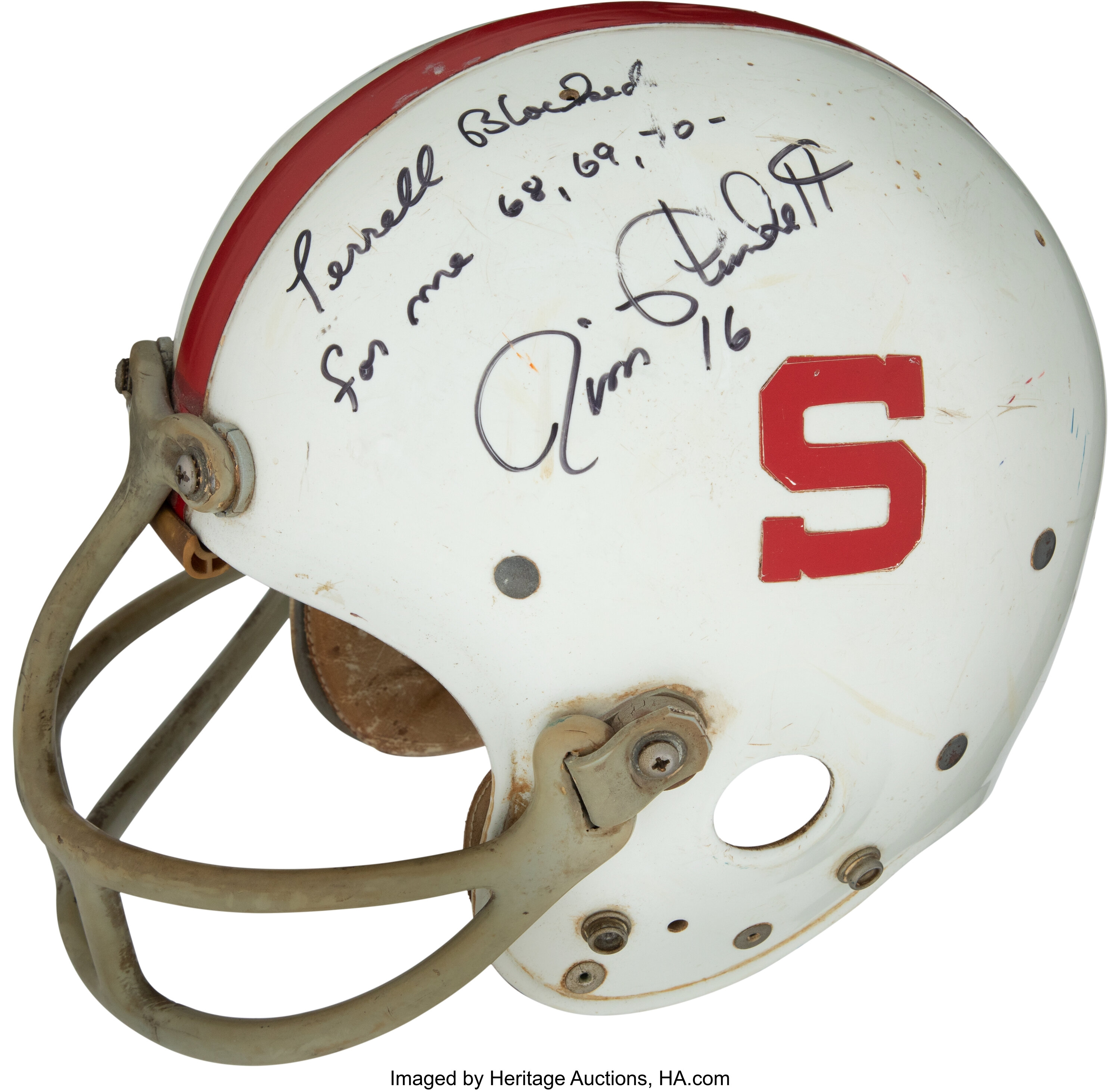 Jim Plunkett Stanford Cardinal Autographed Riddell VSR4 Mini