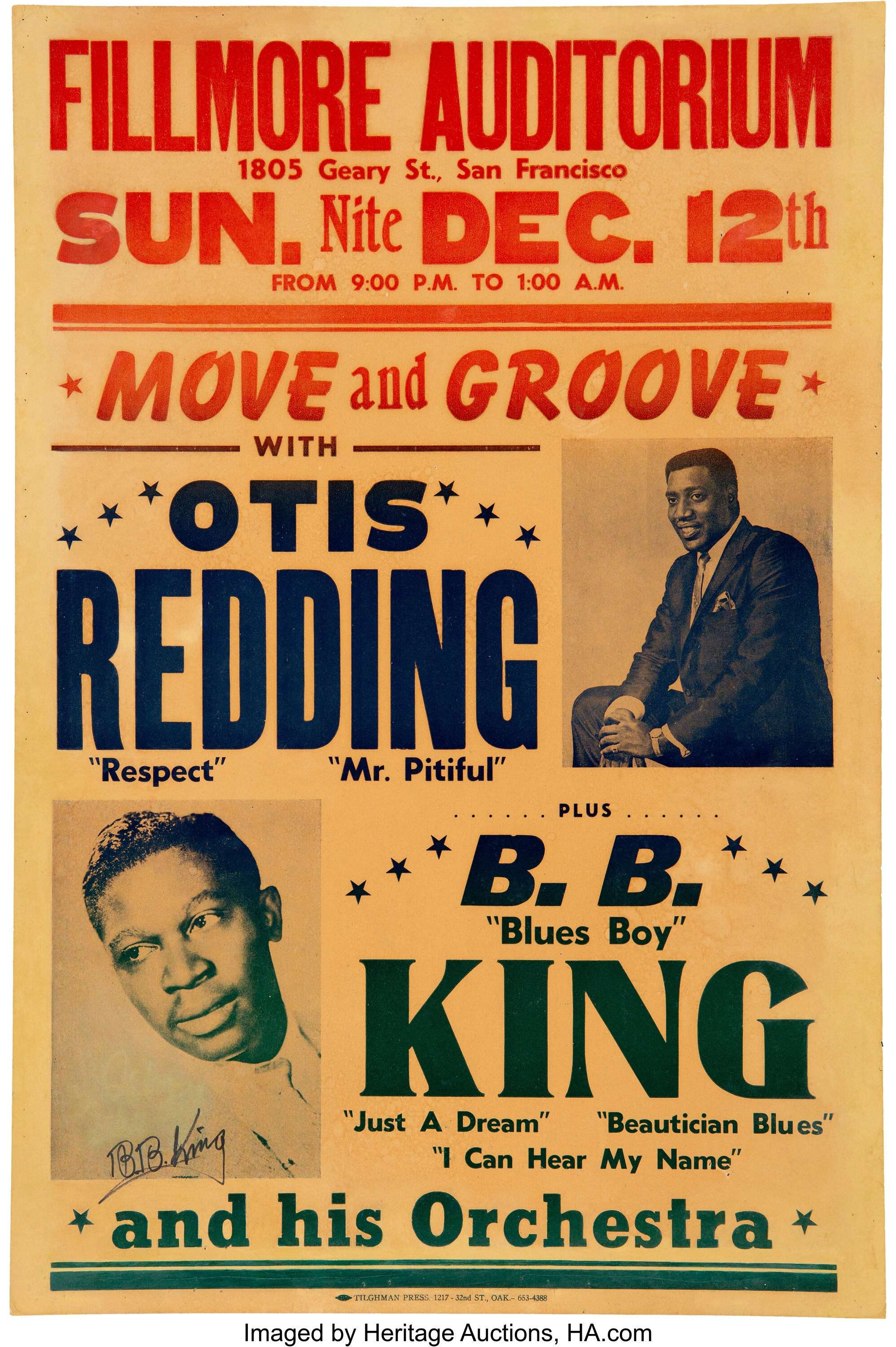 Otis B.B. 1965 Fillmore Auditorium Concert Poster, | Lot #89182 | Heritage Auctions