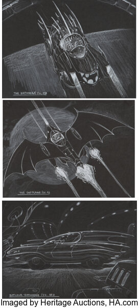 Batman Batmobile, Batcave, and Bat-Plane Original Concept Art Group | Lot  #89037 | Heritage Auctions