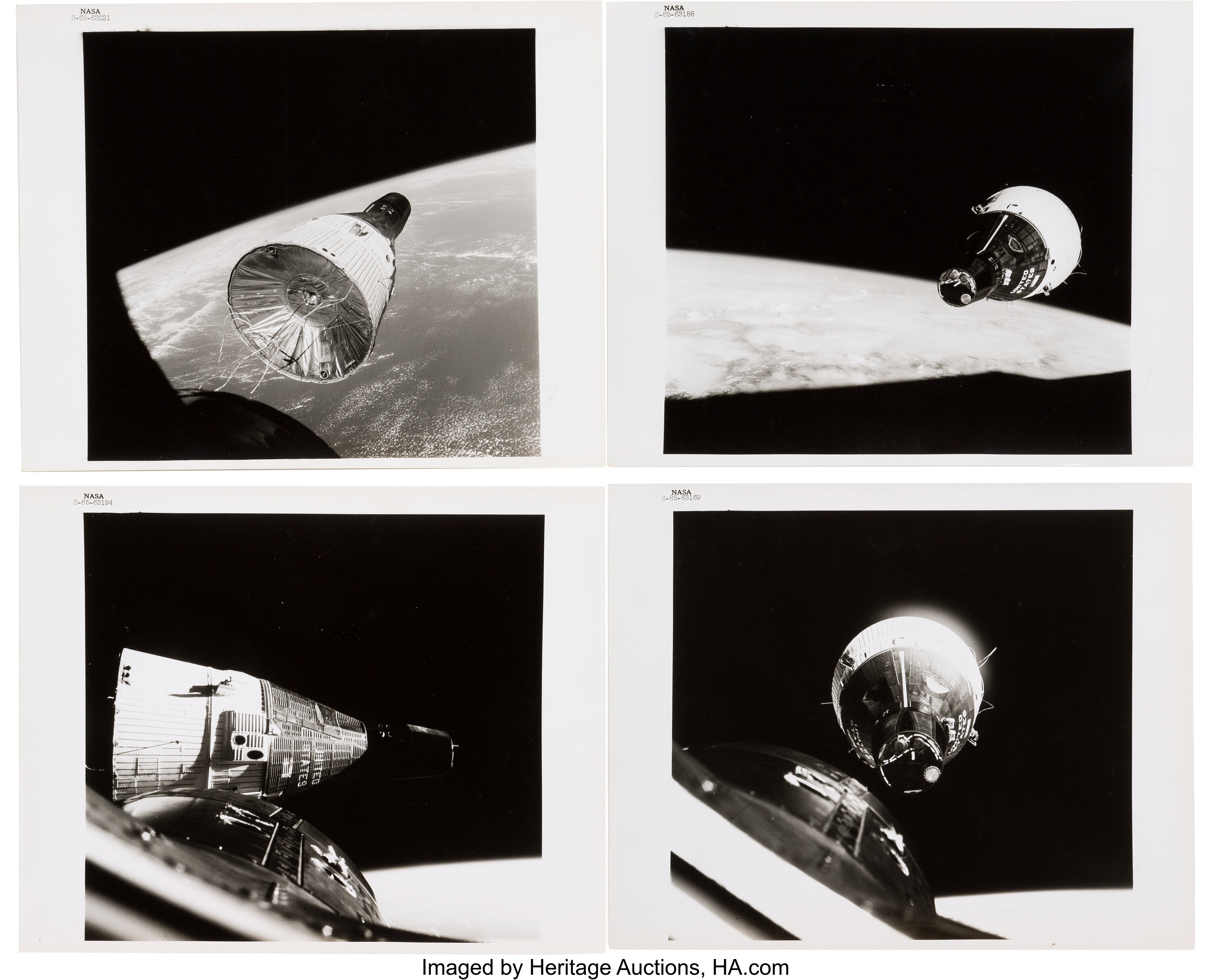 Gemini 7 & Gemini 6A Rendezvous: Group of Four Original NASA Type 1 ...