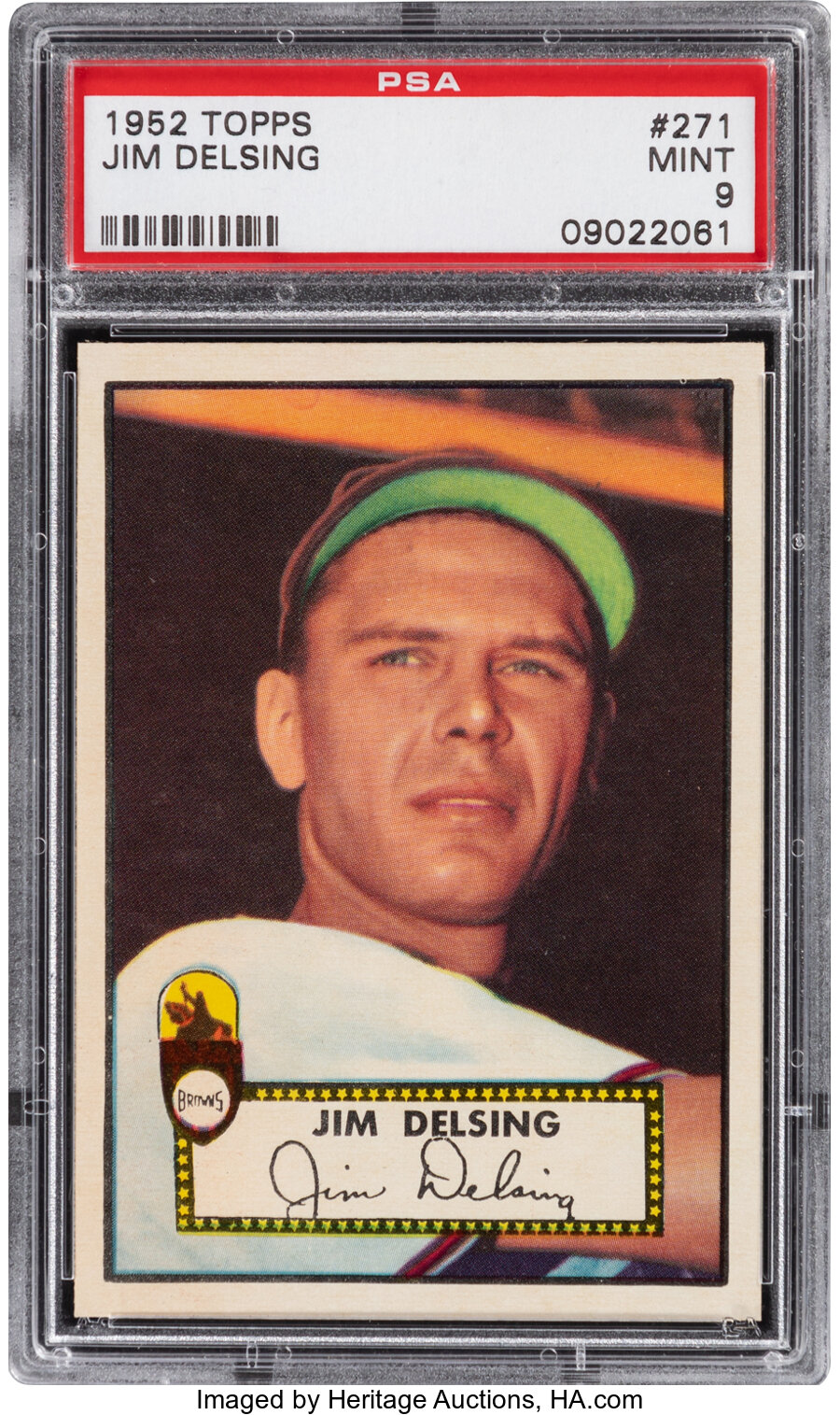 1952 Topps Jim Delsing #271 PSA Mint 9 - Pop Seven - None Higher,