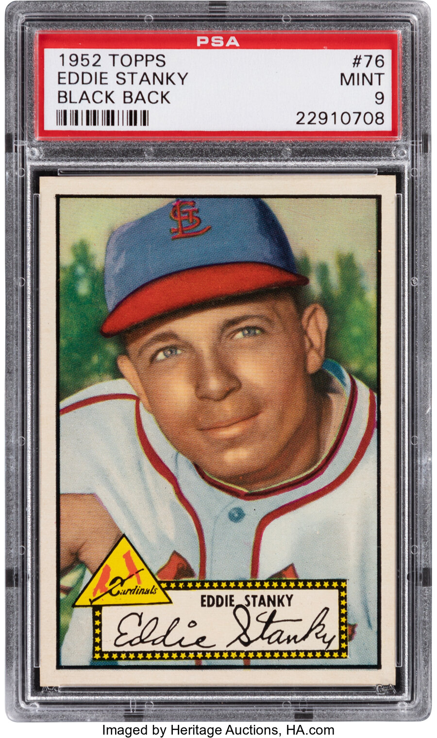 1952 Topps Eddie Stanky (Black Back) #76 PSA Mint 9 - Pop Four, None Higher