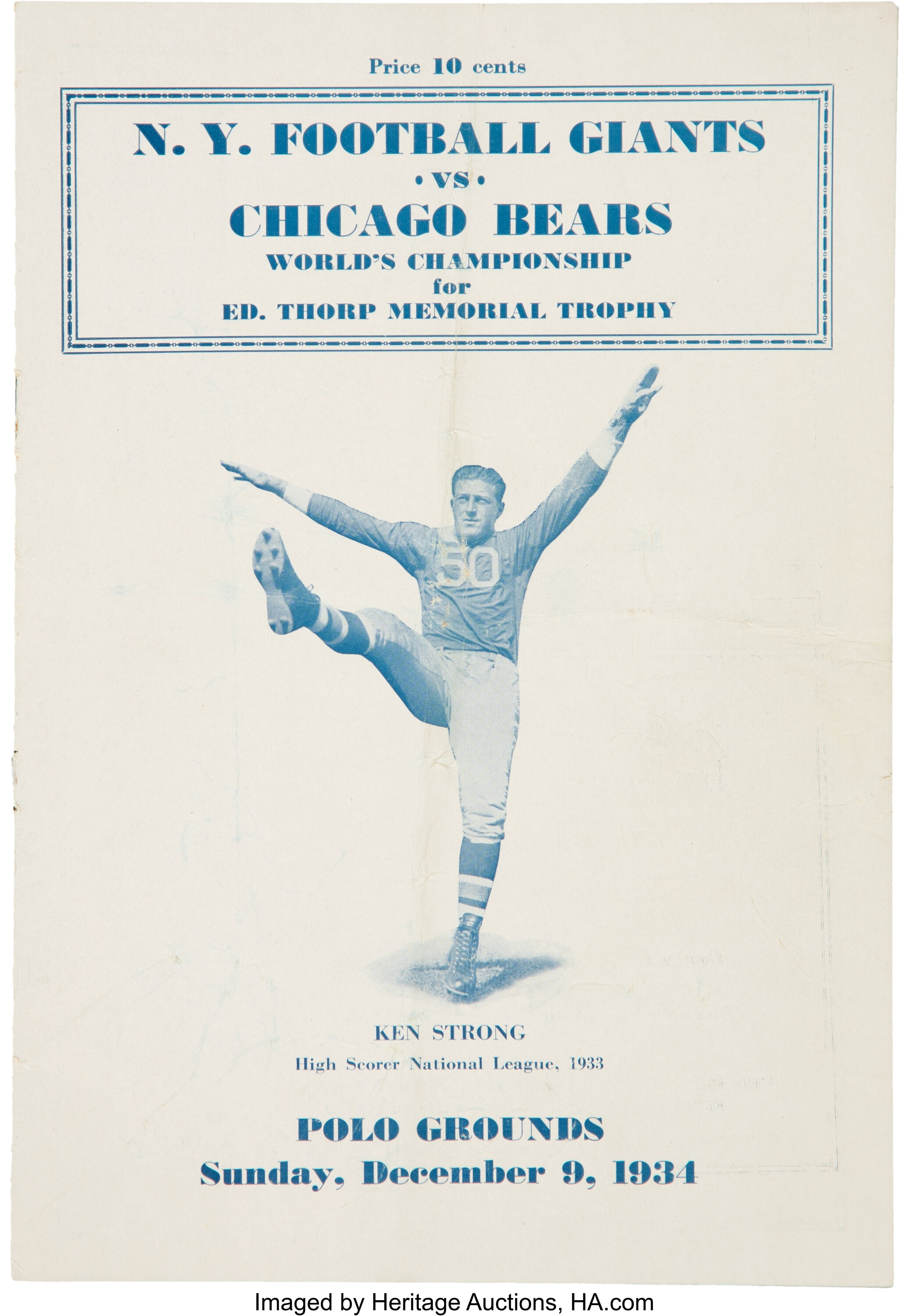 1934 NFL Championship 'Sneakers Game' Program Chicago Bears vs