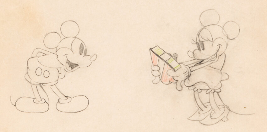 minnie mouse and mickey mouse in love drawing