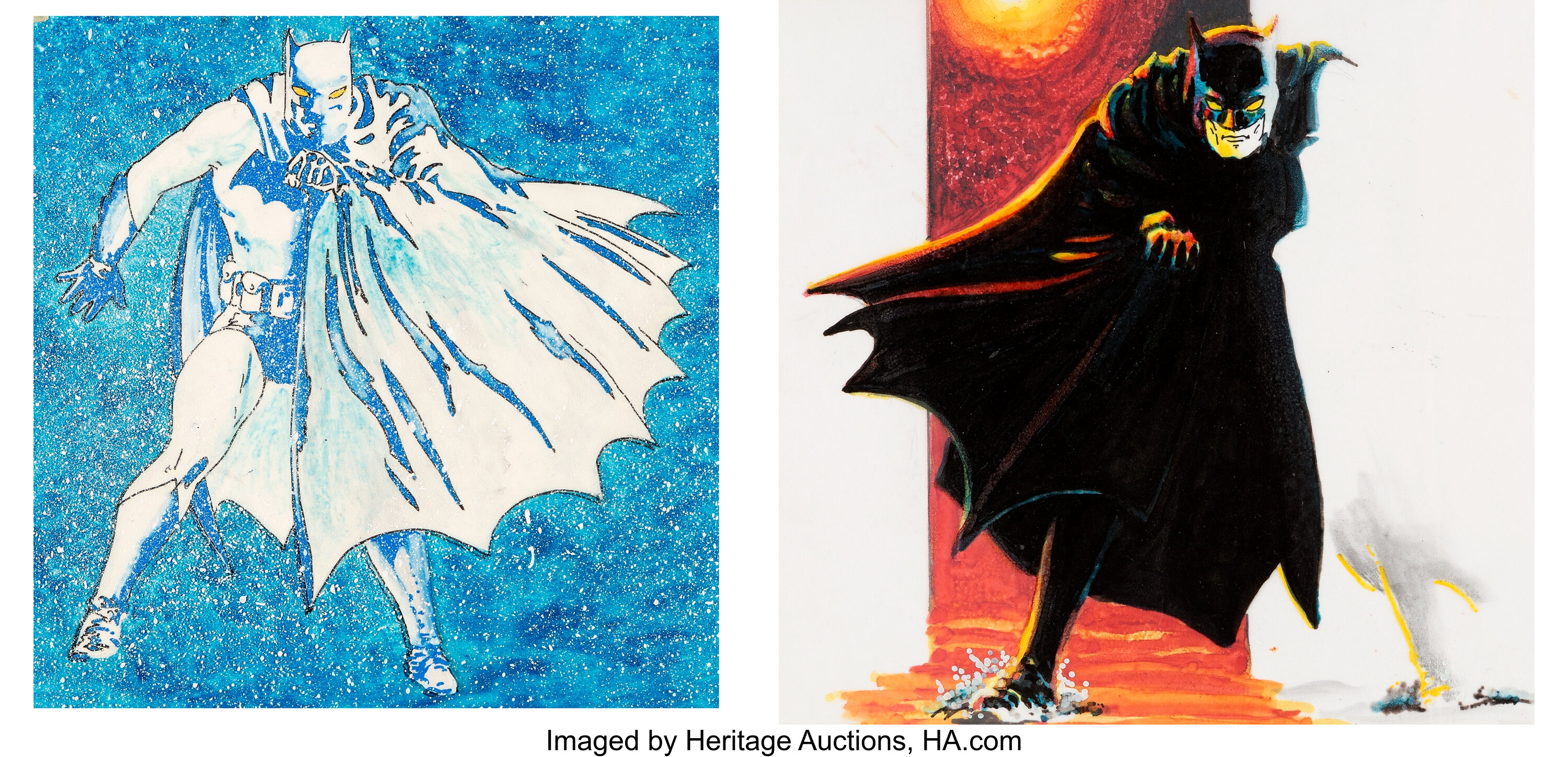 Batman Returns Concept Drawing Original Art Group of 2 Warner