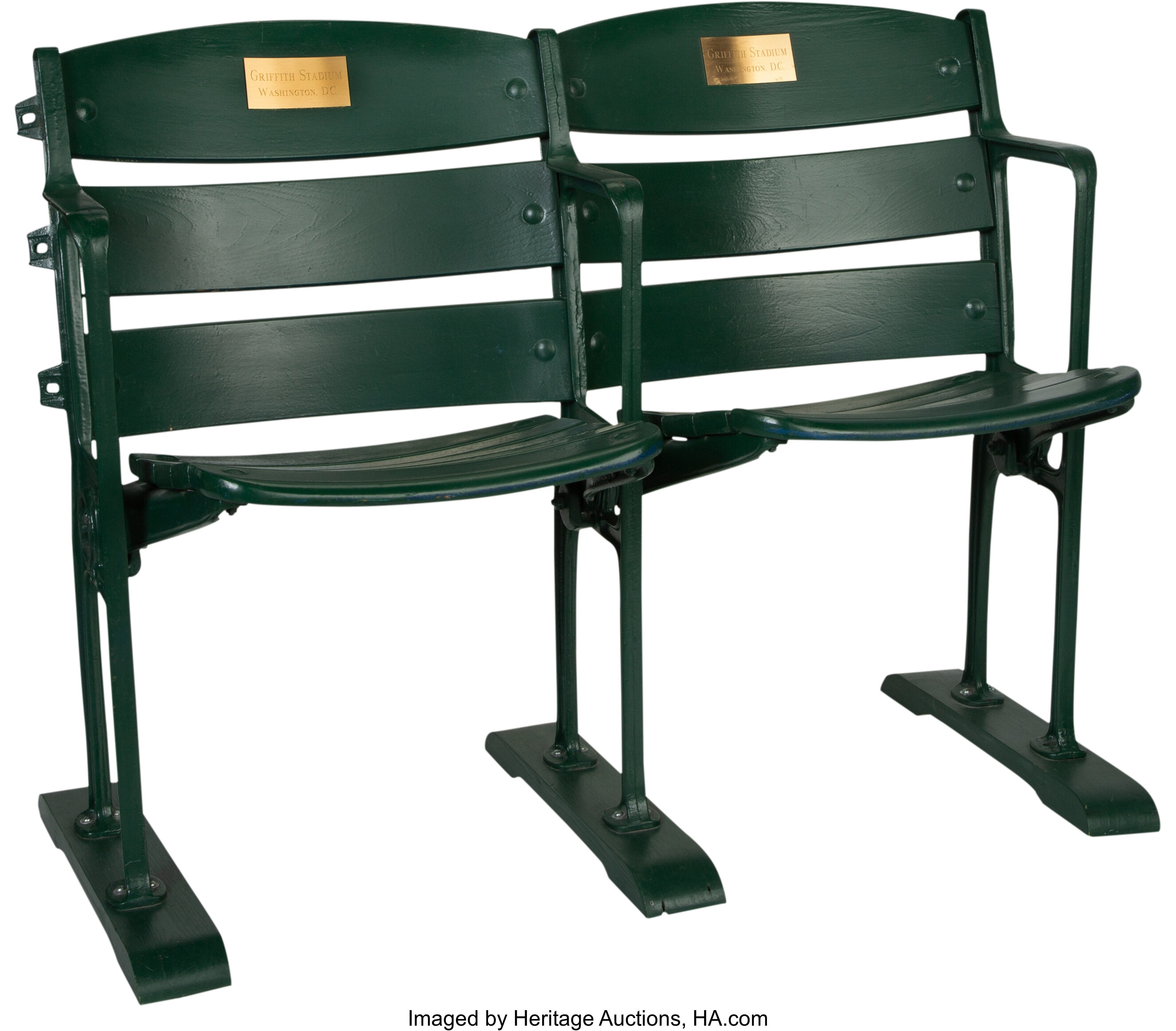 Lot Detail - 1911-65 Griffith Stadium Wooden Seat - Set of 3 Home of Washington  Senators & Homestead Grays