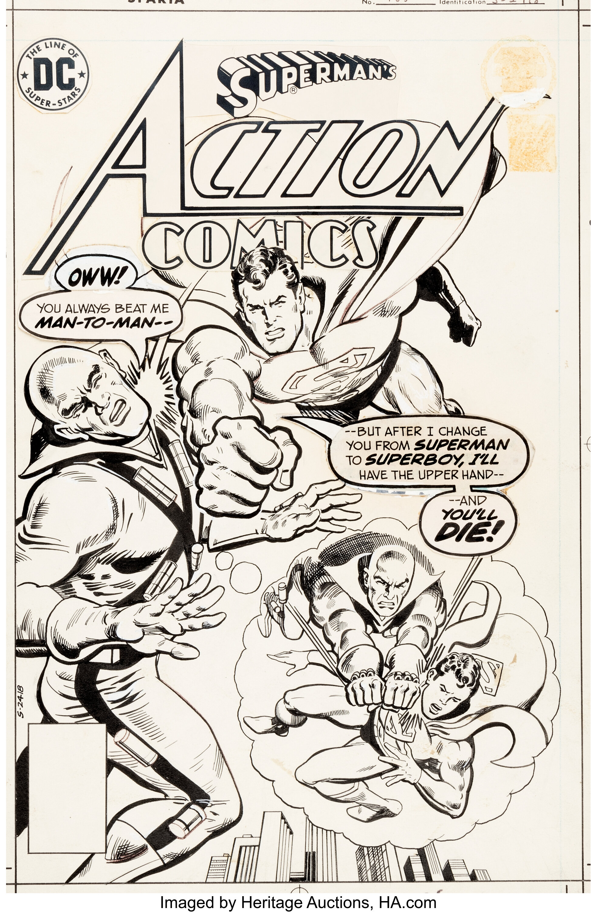 Ernie Chan and Bob Oksner Action Comics #465 Cover Original Art | Lot ...