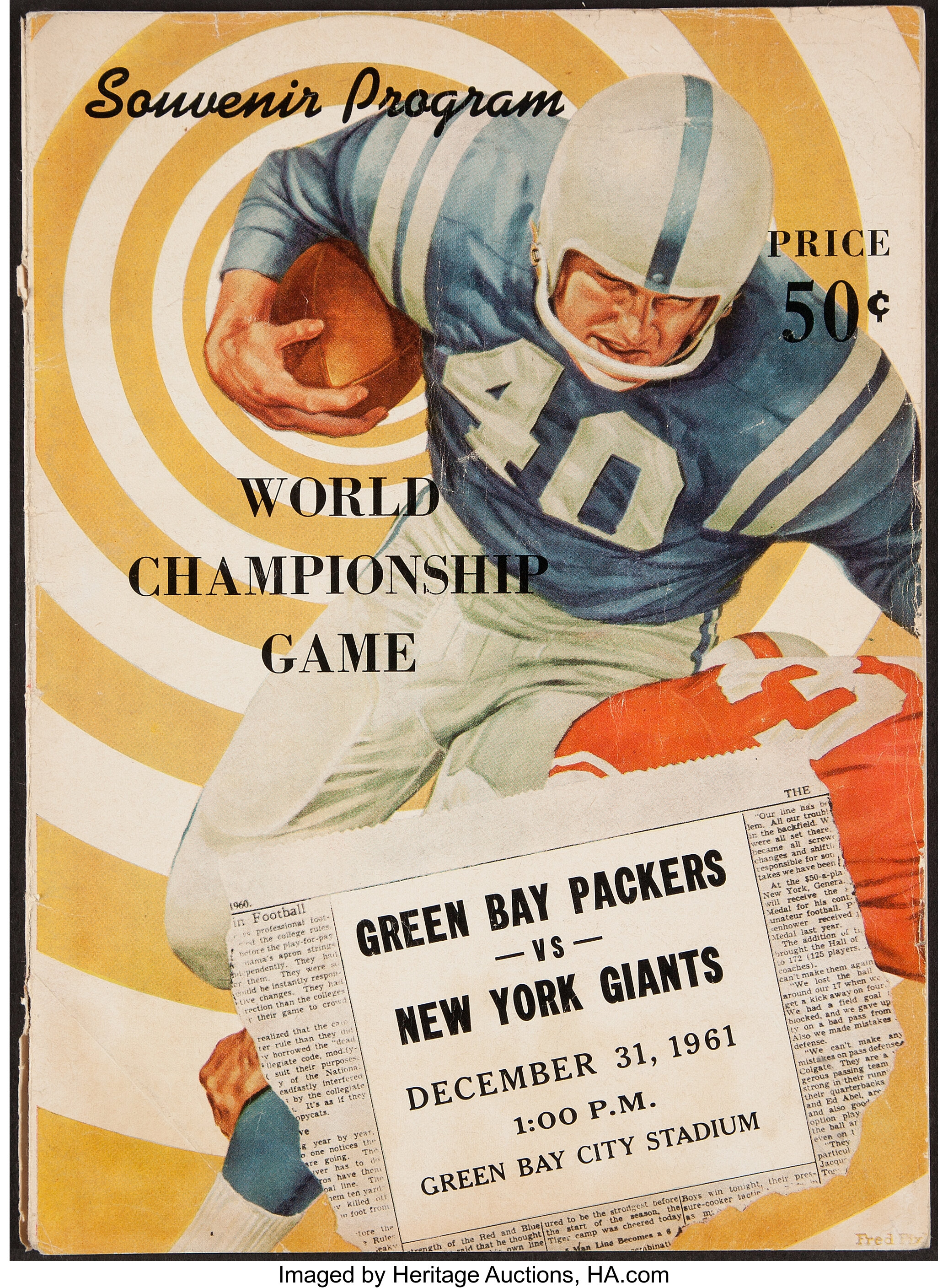 1961 NFL Championship - Packers vs. Giants Program, Vince