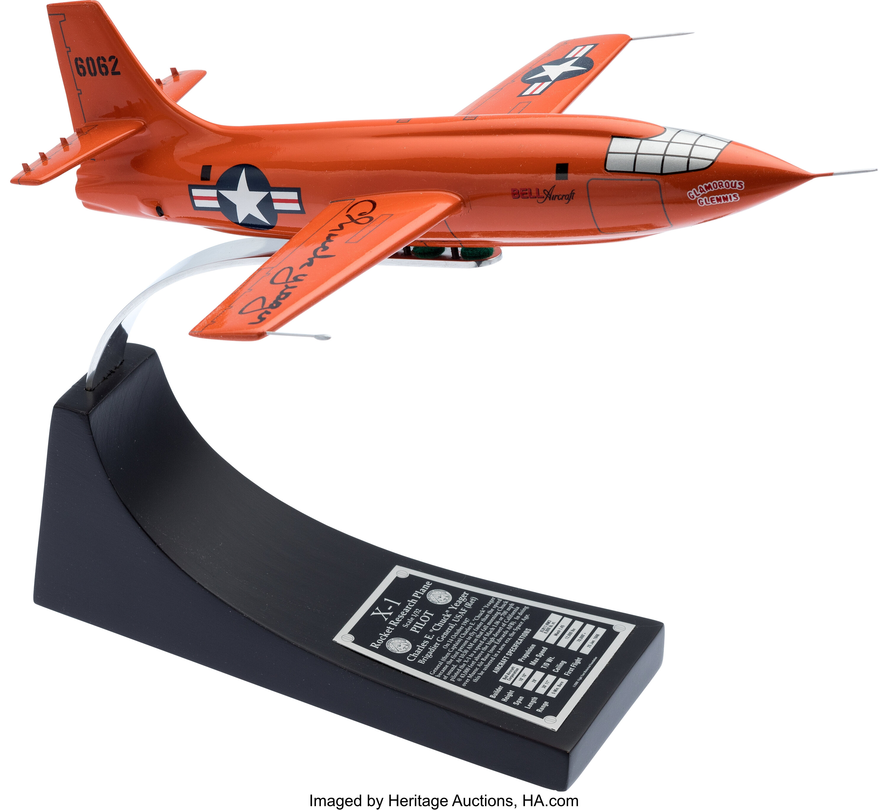 X 1 Chuck Yeager Signed Glamorous Glennis Rocket Research Plane Lot 50018 Heritage Auctions