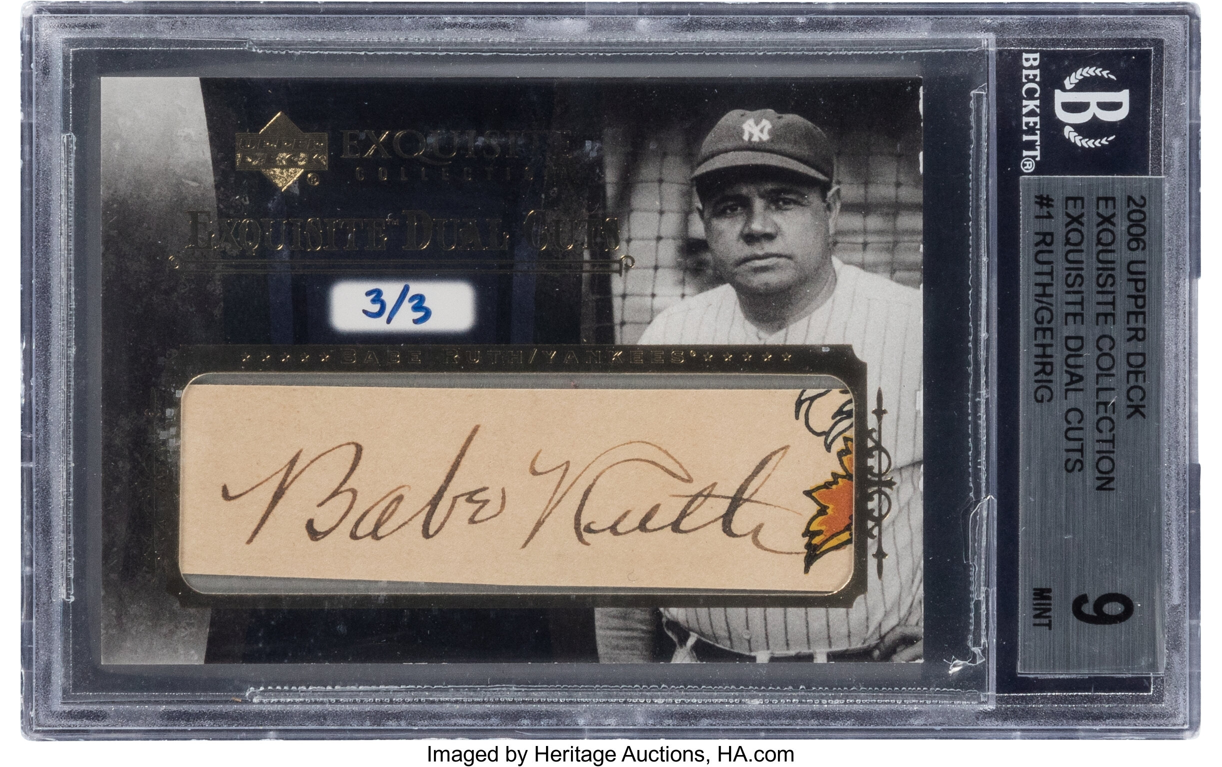 Babe Ruth & Lou Gehrig Autographed New York Yankees Framed Cut Signatures