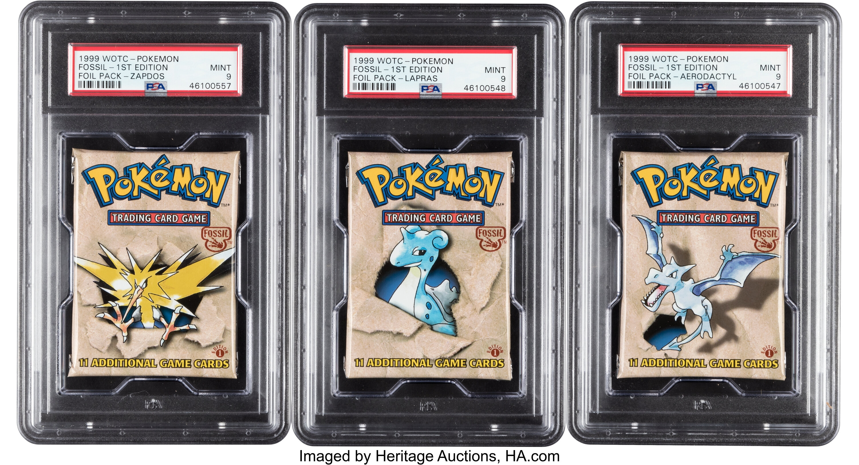 PSA 9 POKEMON FOSSIL FIRST EDITION BOOSTER PACK SET AERODACTYL