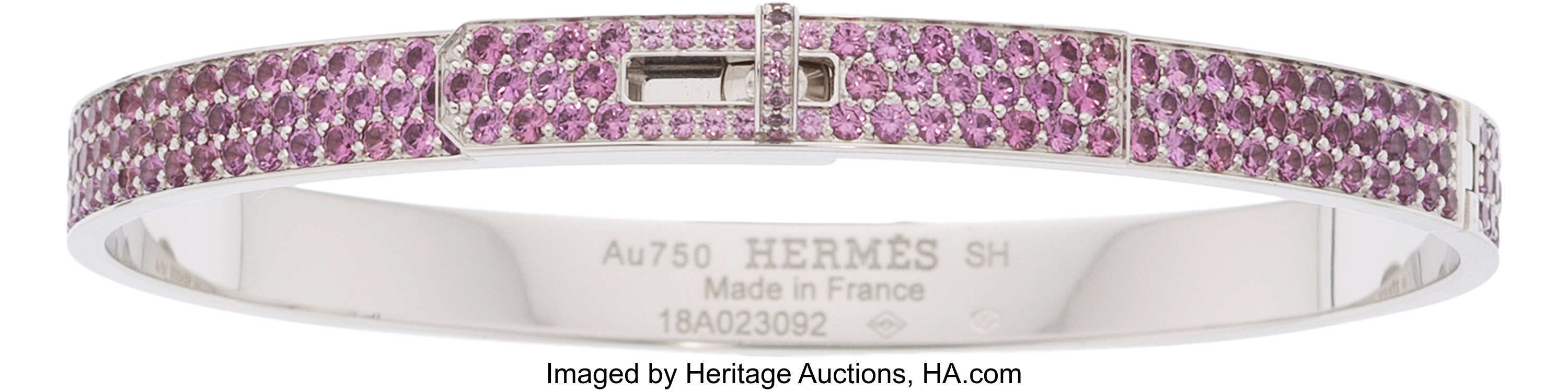 HERMES 18K White Gold Diamond PM Kelly Pave Bracelet SH 1214673