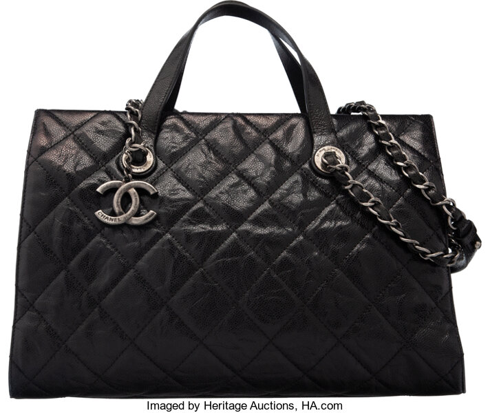 Chanel Black Quilted Glazed Caviar Leather Crave Tote Bag with, Lot #58012