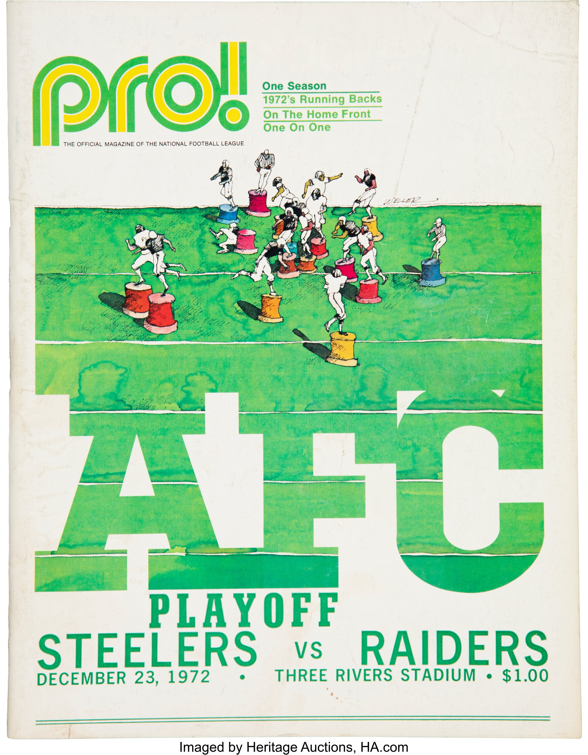 1972 Immaculate Reception Steelers vs. Raiders Game Program and, Lot  #60489