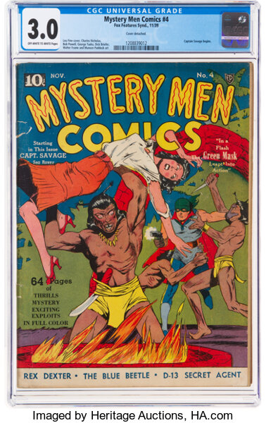 Golden Age (1938-1955):Superhero, Mystery Men Comics #4 (Fox, 1939) CGC GD/VG 3.0 Off-white to white pages....