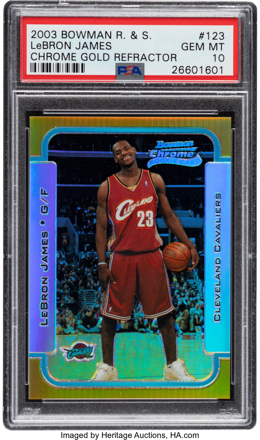 2003 Bowman Chrome Rookies & Stars LeBron James (Chrome Gold Refractor) #123 PSA Gem Mint 10 - #'d 50/50