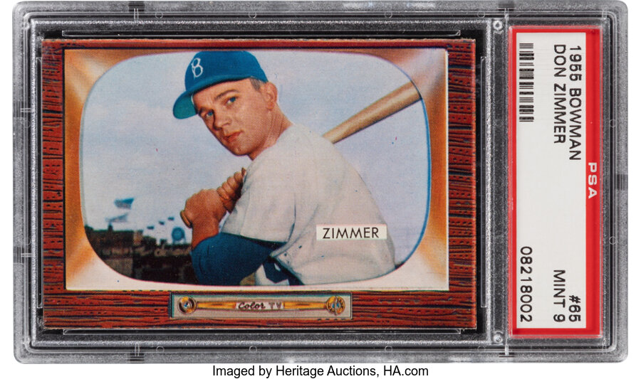 1955 Bowman Don Zimmer #65 PSA Mint 9 - Pop Five, None Higher