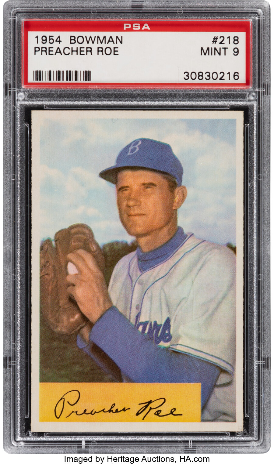 1954 Bowman Preacher Roe #218 PSA Mint 9 - None Higher