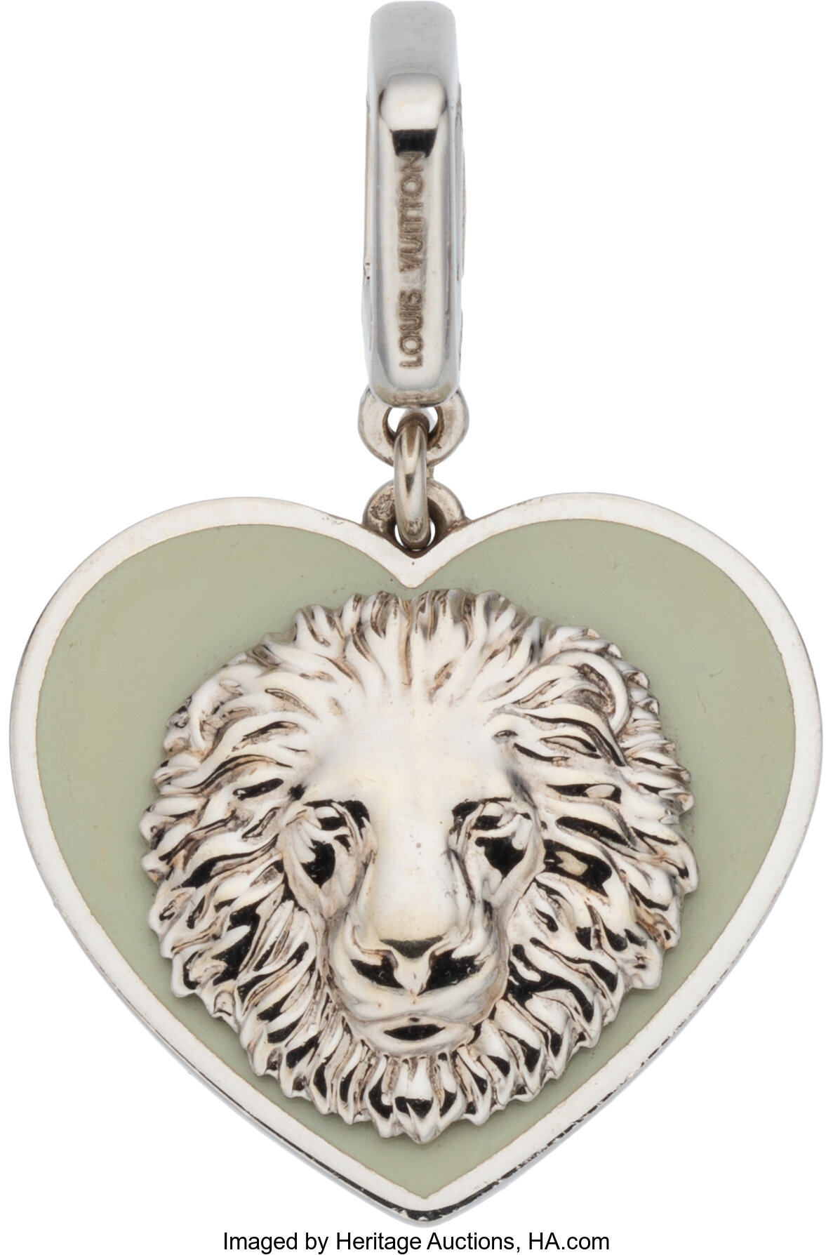 Louis Vuitton 18K White Gold Heart-Shaped Lion Pendant with