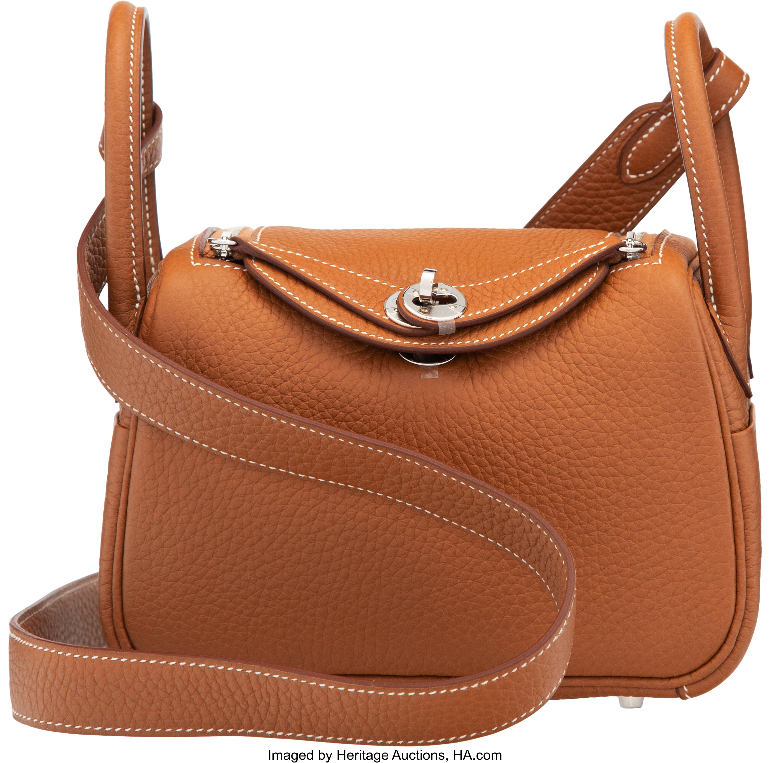 Hermes Lindy Bag Clemence Leather Palladium Hardware In Brown