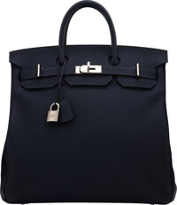 Hermes kelly 28 special order clemence leather blanc / blue nuit brush