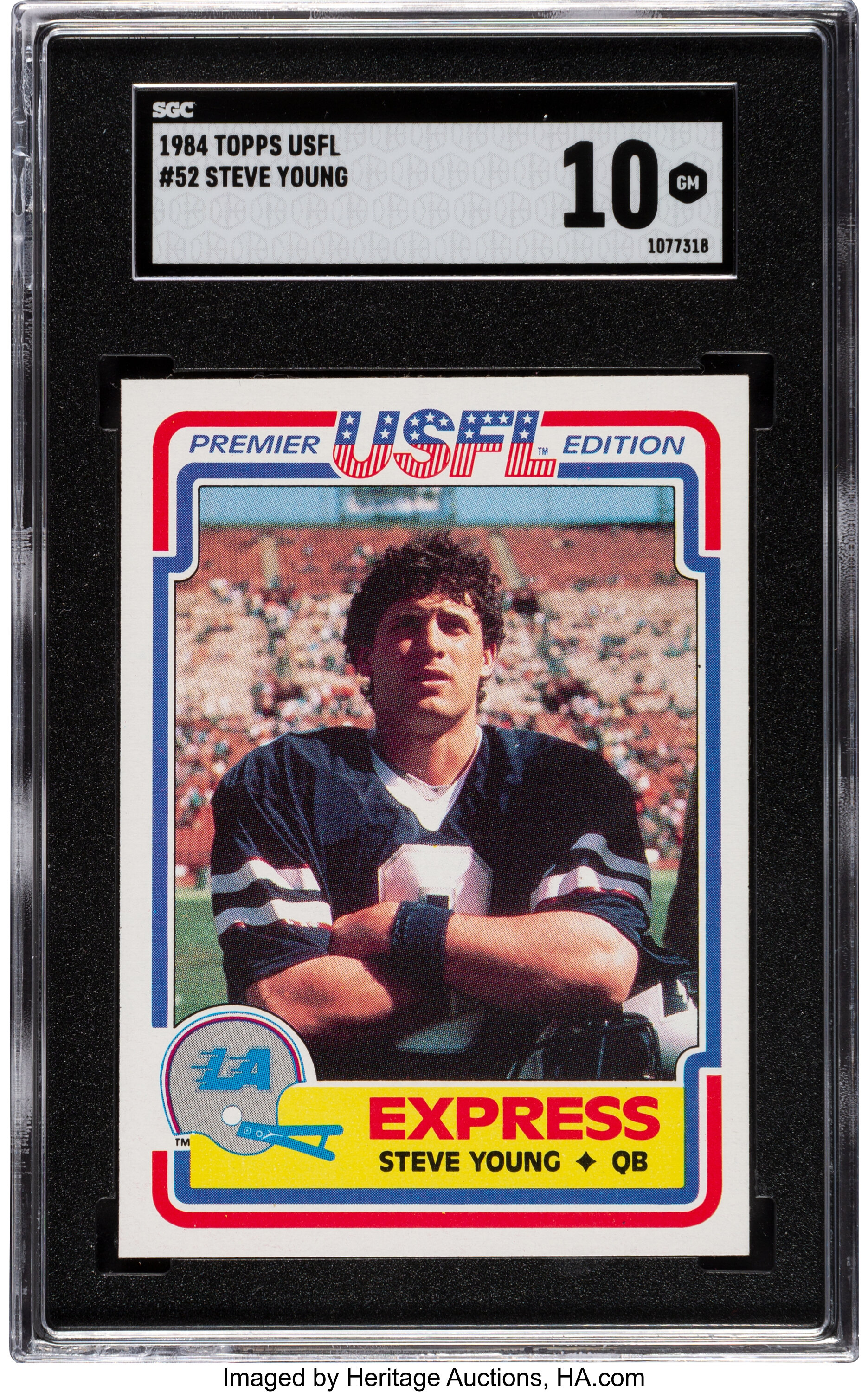 1984 Topps USFL Steve Young #52 SGC Gem Mint 10 - Pop Two!, Lot #58279