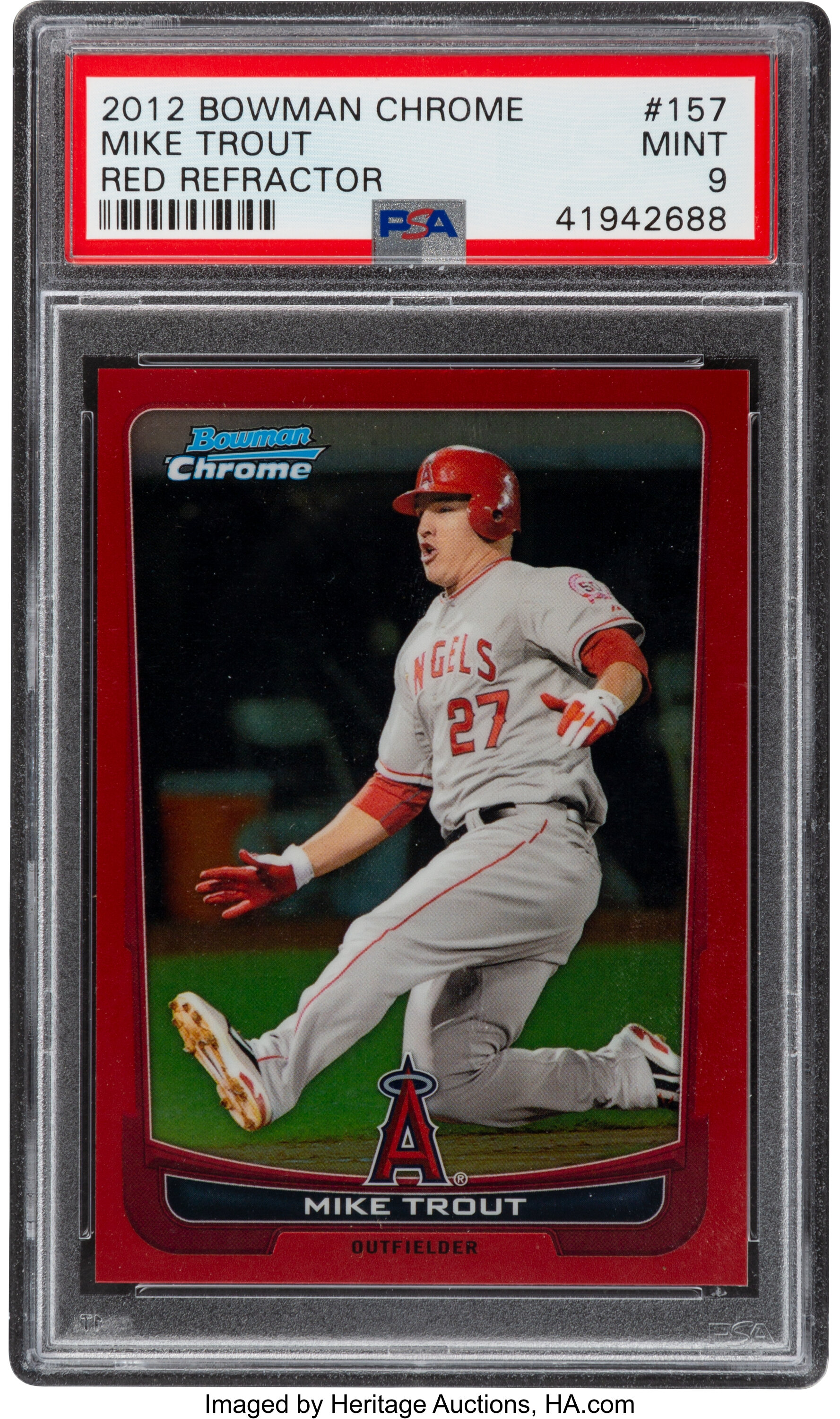 2012 Bowman Chrome Mike Trout Red Refractor #157 PSA Mint 9 -, Lot #57858