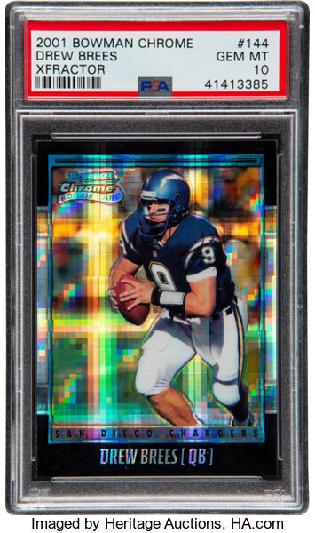 2001 Bowman Chrome #144 Drew Brees RC Refractor /1999 BGS 9 — Top