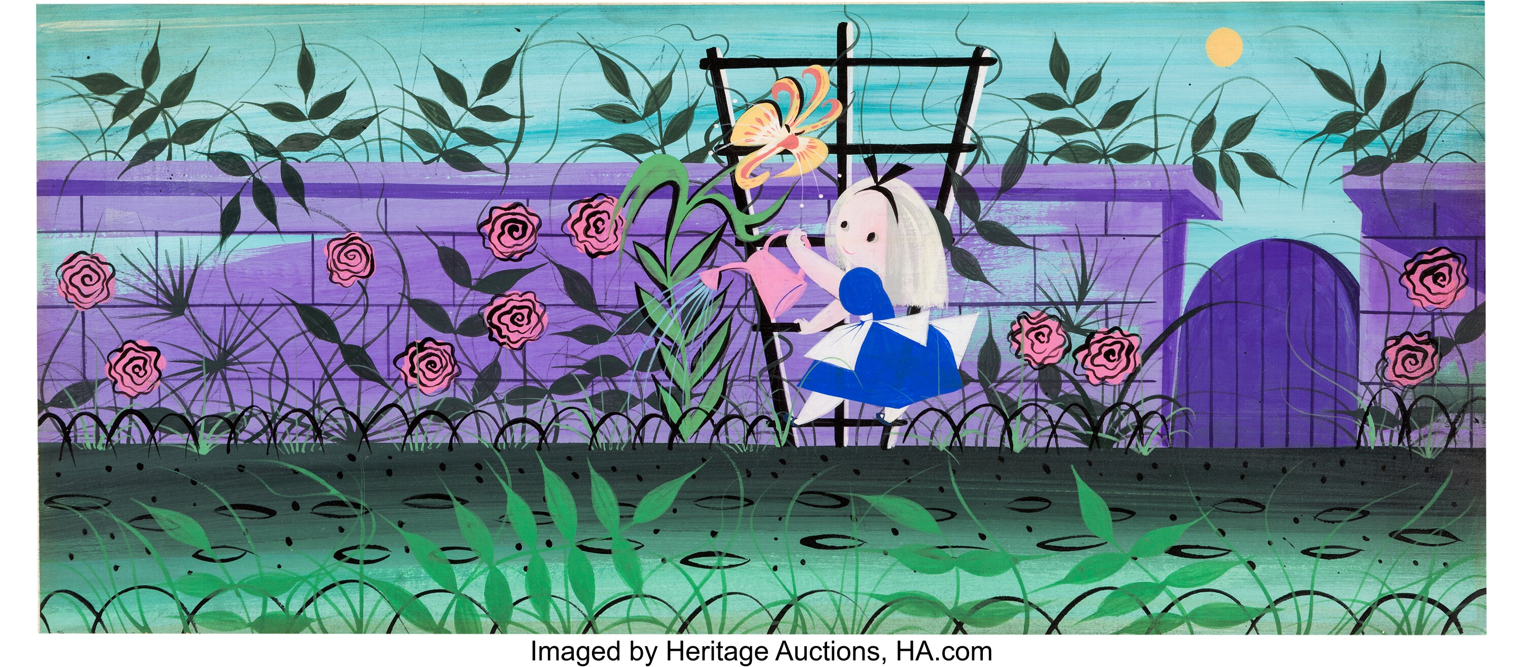 Mary Blair Alice in Wonderland Alice with Roses Concept/Color Key | Lot  #98490 | Heritage Auctions