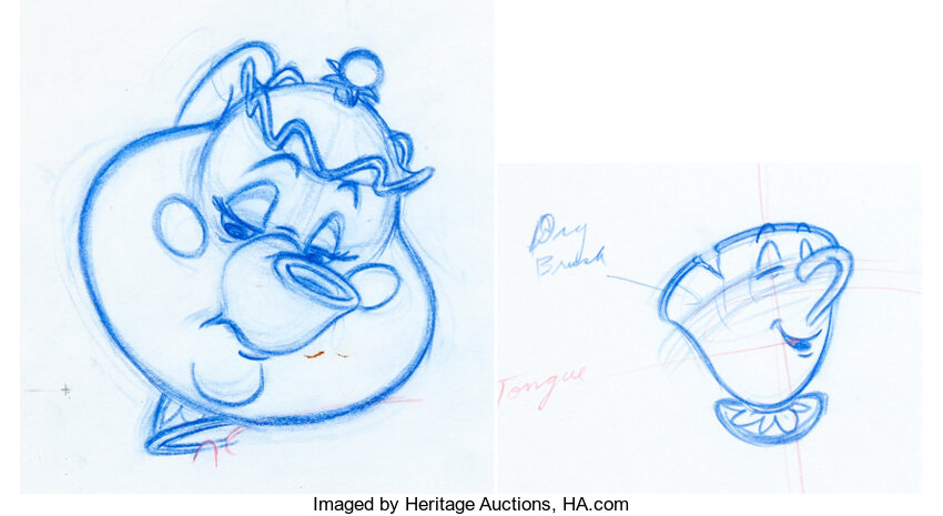 Beauty And The Beast Mrs Potts And Chip Animation Drawings Group Lot Heritage Auctions