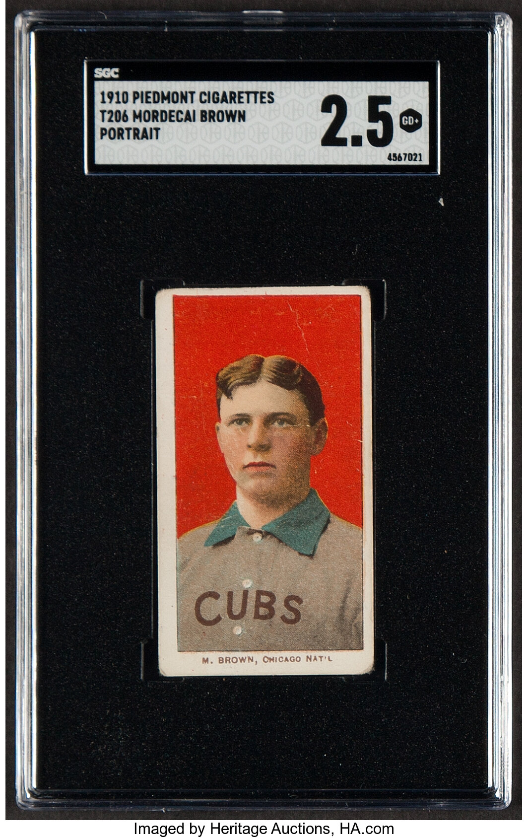 1909-11 T206 Piedmont Mordecai Brown (Portrait) SGC Good+ 2.5.... | Lot ...