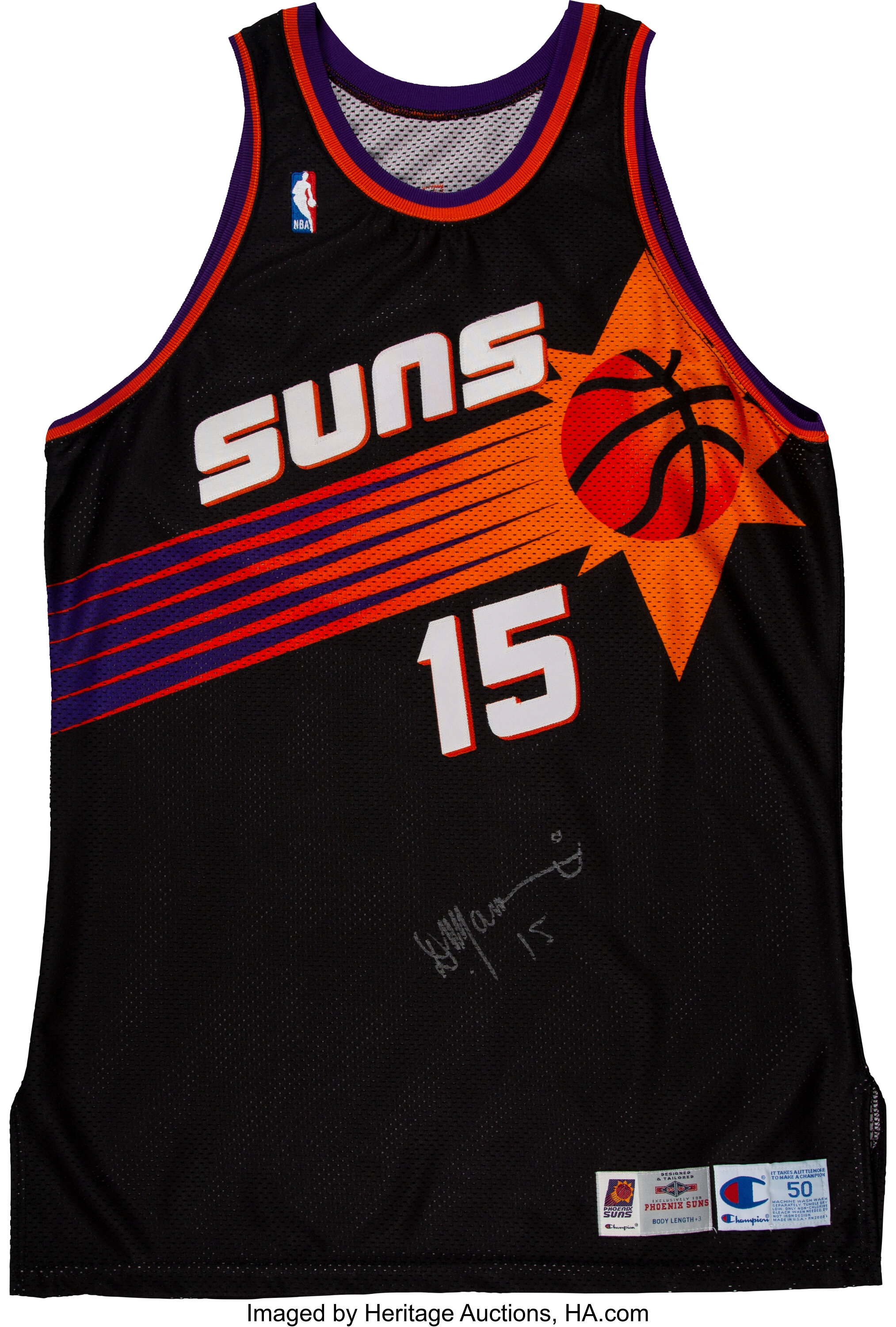1995 96 Danny Manning Game Worn Signed Phoenix Suns Jersey Lot 60640 Heritage Auctions
