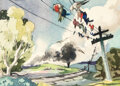 Mary Blair Dumbo Crows Early Concept Painting Original Art (Walt Disney, 1941). 
