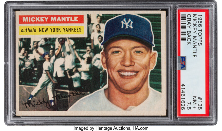 1956 Topps Mickey Mantle (Gray Back) #135 PSA NM+ 7.5