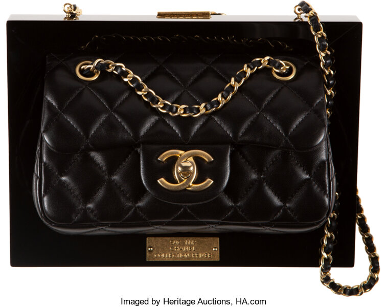 Chanel Runway Black Lambskin Leather & Plexiglass Framed Flap Bag, Lot  #58004