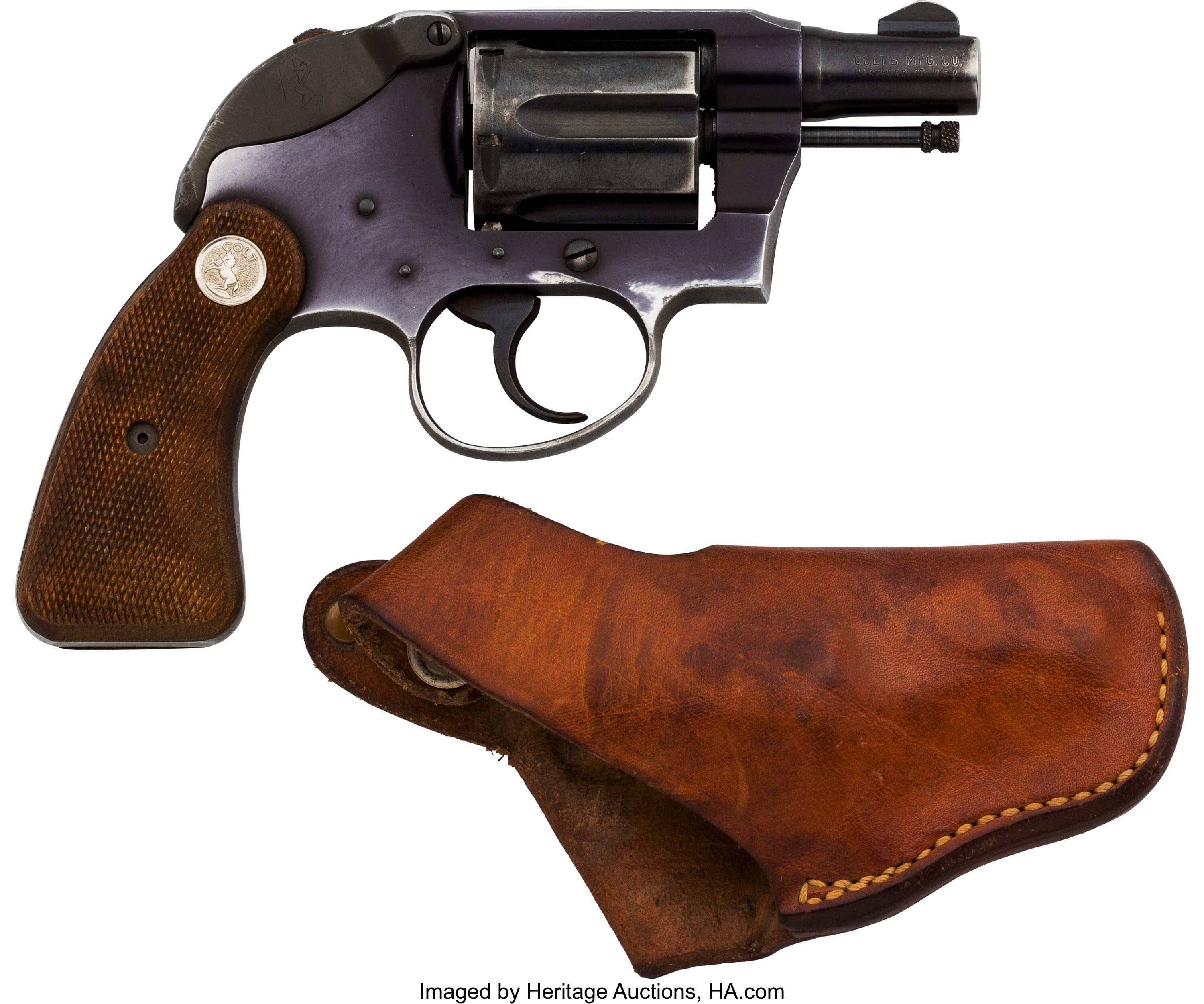 Colt Cobra Model Double Action Revolver With Leather Holster Lot Heritage Auctions