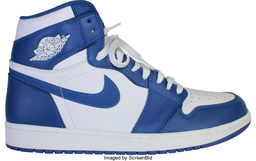 Blue & shop white 1s