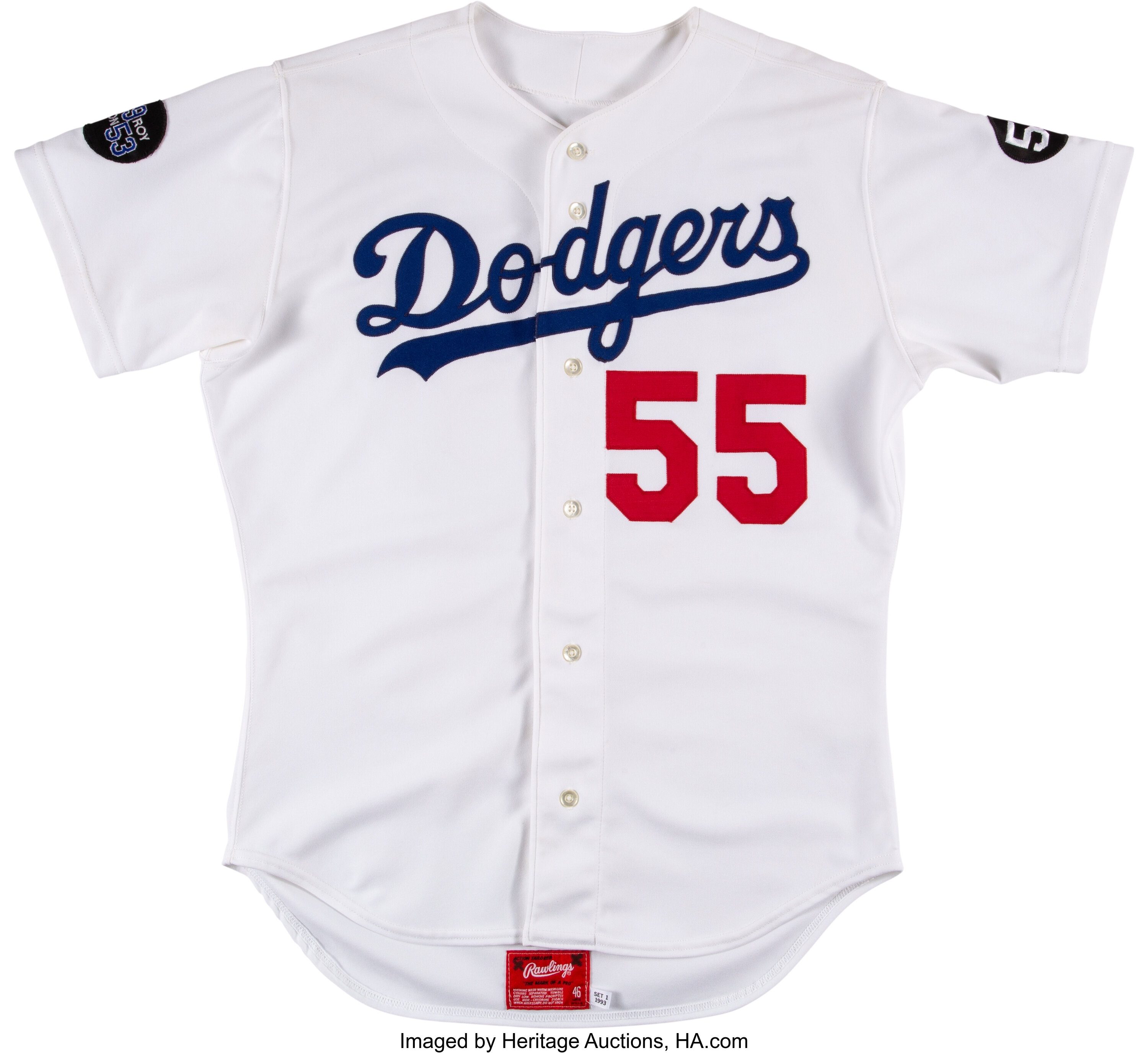 1993 Orel Hershiser Game Worn Los Angeles Dodgers Jersey with Roy, Lot  #59332
