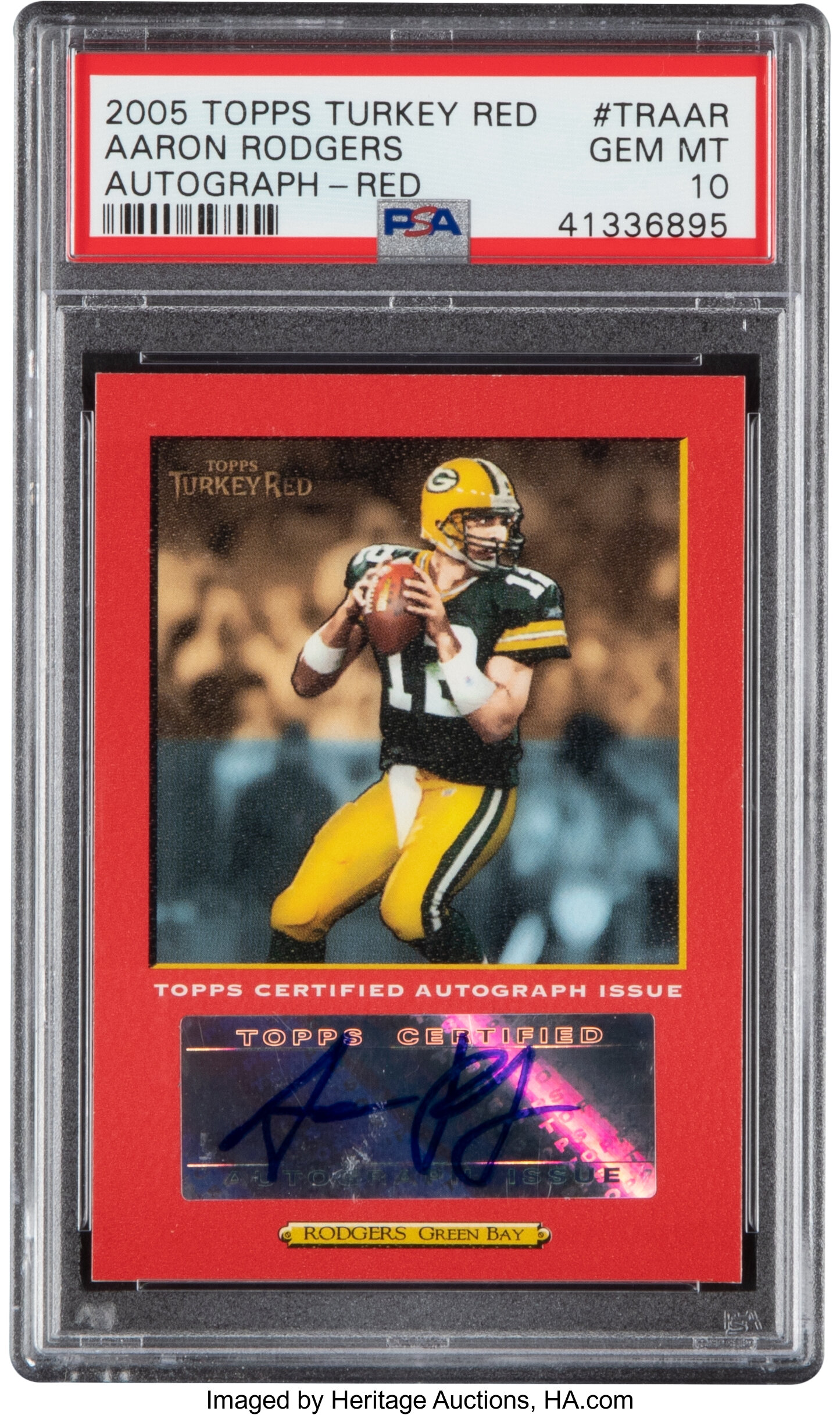 2005 Topps Turkey Red Aaron Rodgers Red Autograph #TRA-AR PSA Gem, Lot  #58630