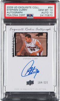 Lot Detail - 2009 Upper Deck Exquisite Collection #72 Stephen Curry  Autograph Rookie Parallel (#17/31) PSA 6 w/ Autograph Grade 9