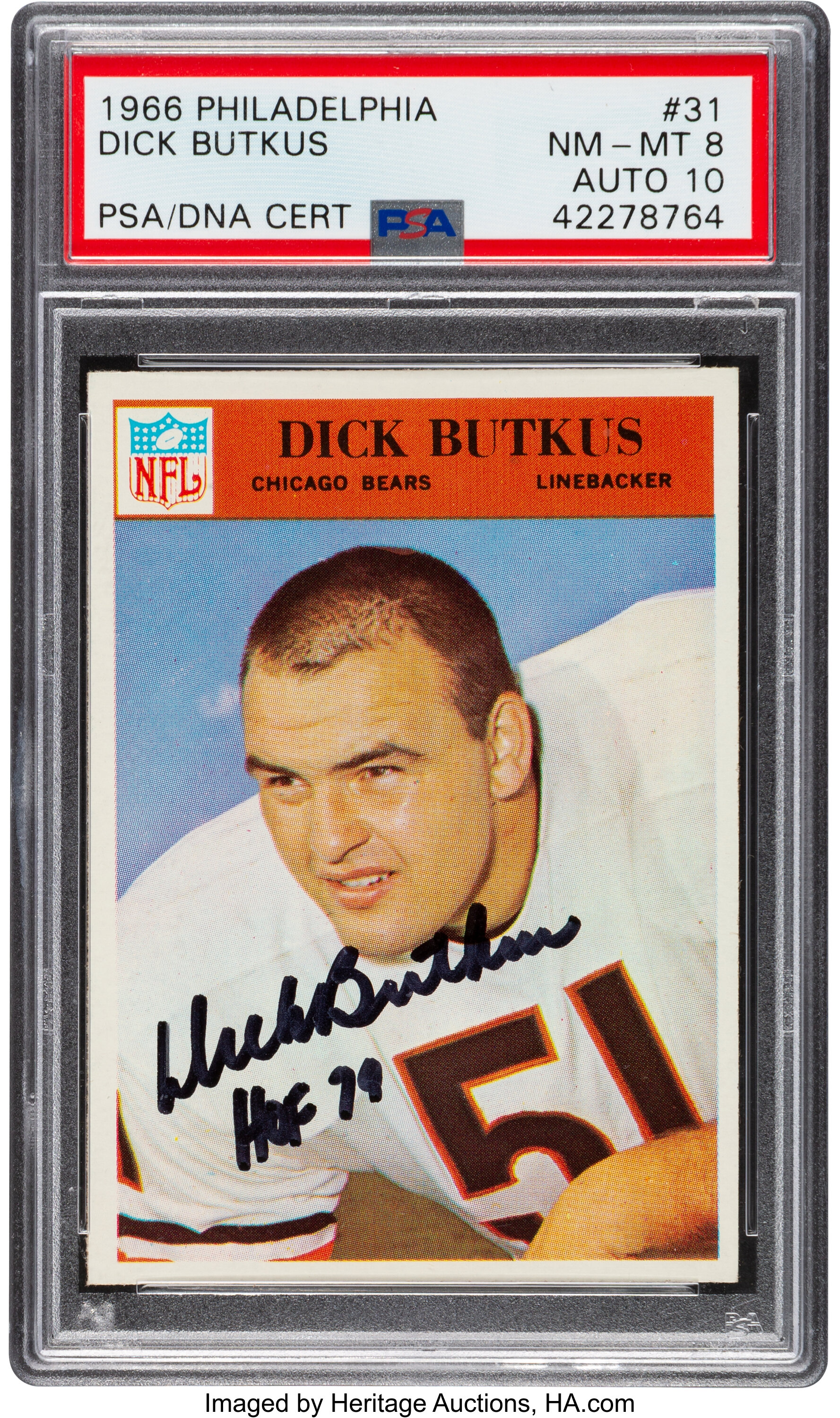 Signed 1966 Philadelphia Dick Butkus #31 PSA NM-MT 8, Auto 10.... | Lot ...