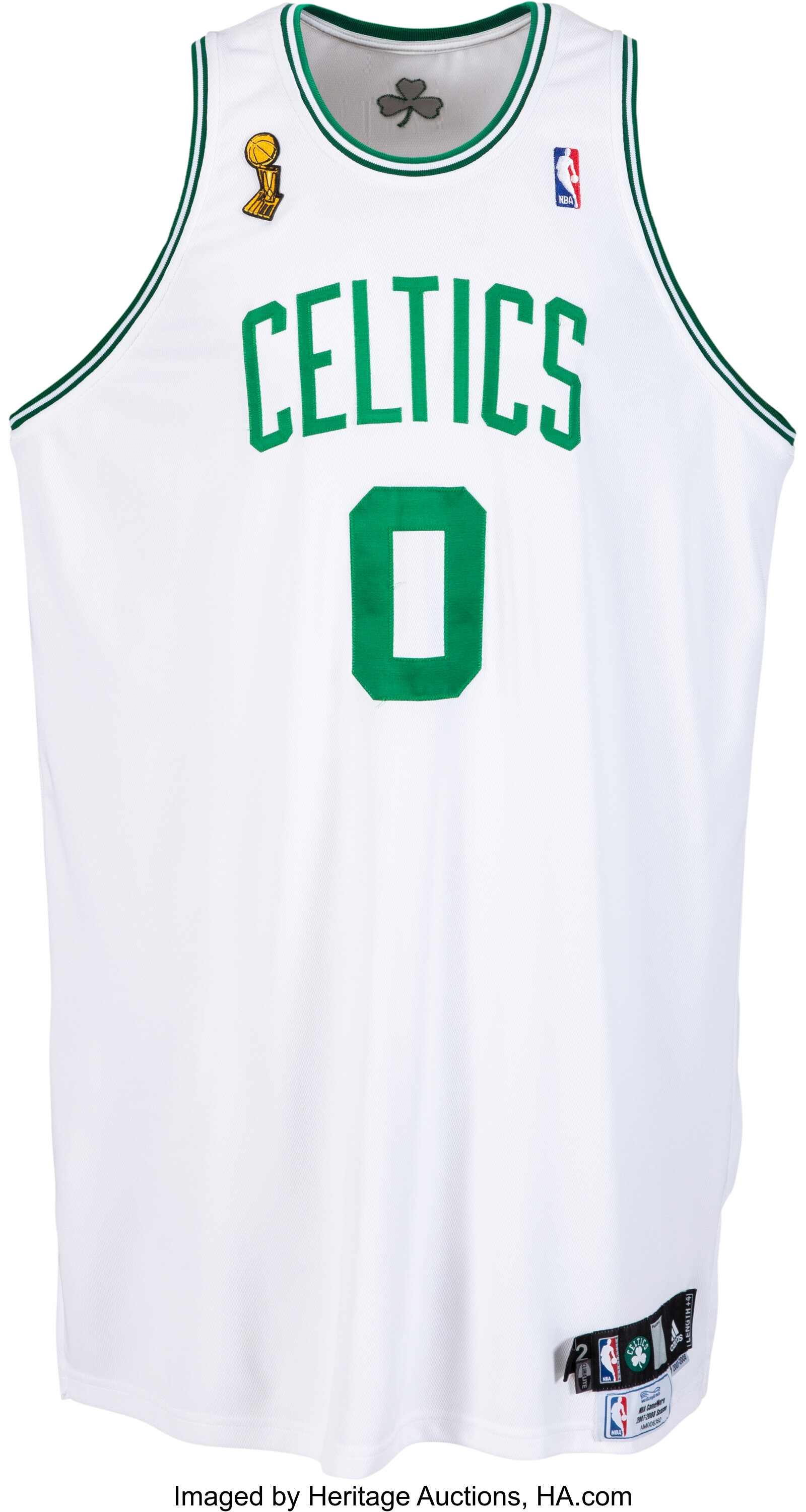 2008 Leon Powe NBA Finals Worn Boston Celtics Jersey with, Lot #59715