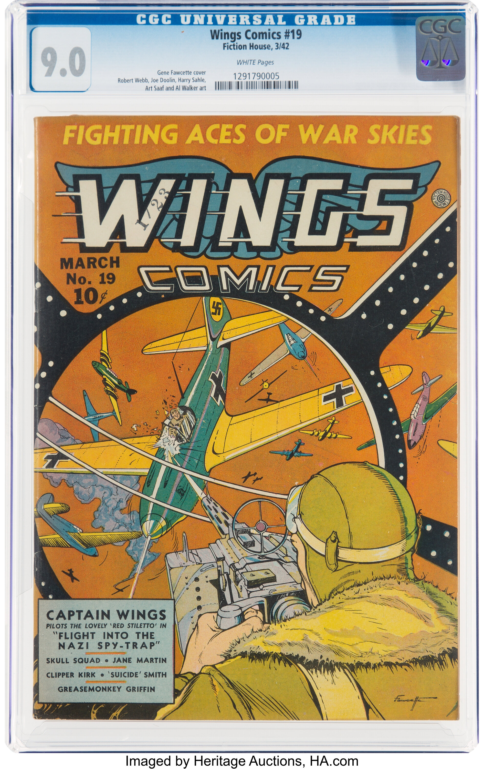 Wings Comics 19 Fiction House 1942 Cgc Vf Nm 9 0 White Lot Heritage Auctions