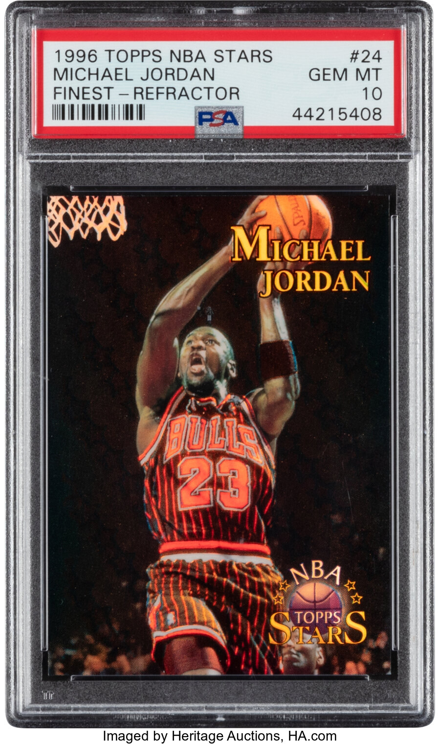 1996 Topps NBA Stars Finest Refractor Michael Jordan #24 PSA Gem Mint 10