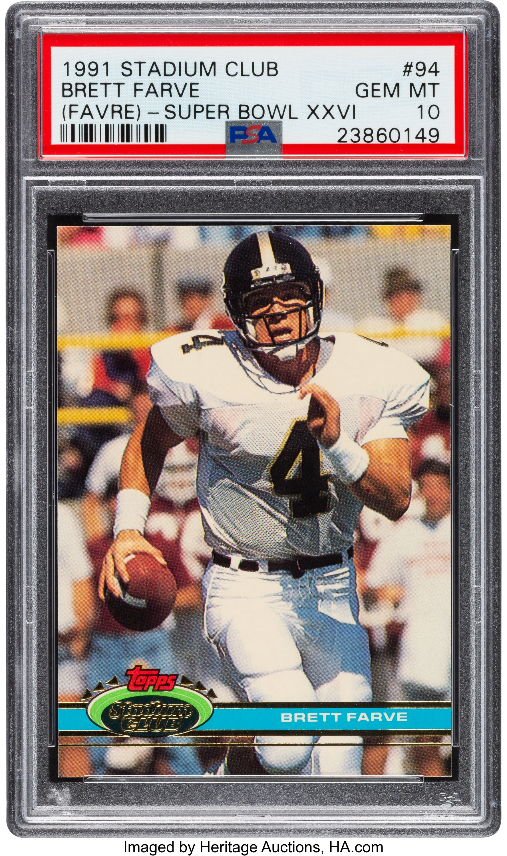 1991 Stadium Club Brett Farve Super Bowl Xxvi Embossed #94 Psa Gem 