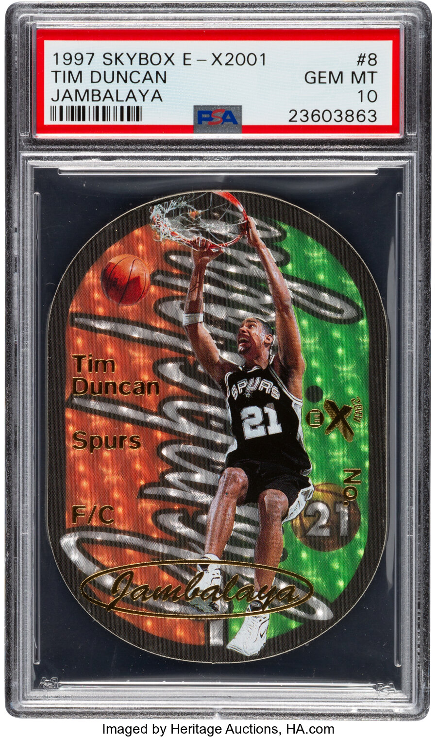 1997 Skybox E-X2001 Jambalaya Tim Duncan #8 PSA Gem Mint 10