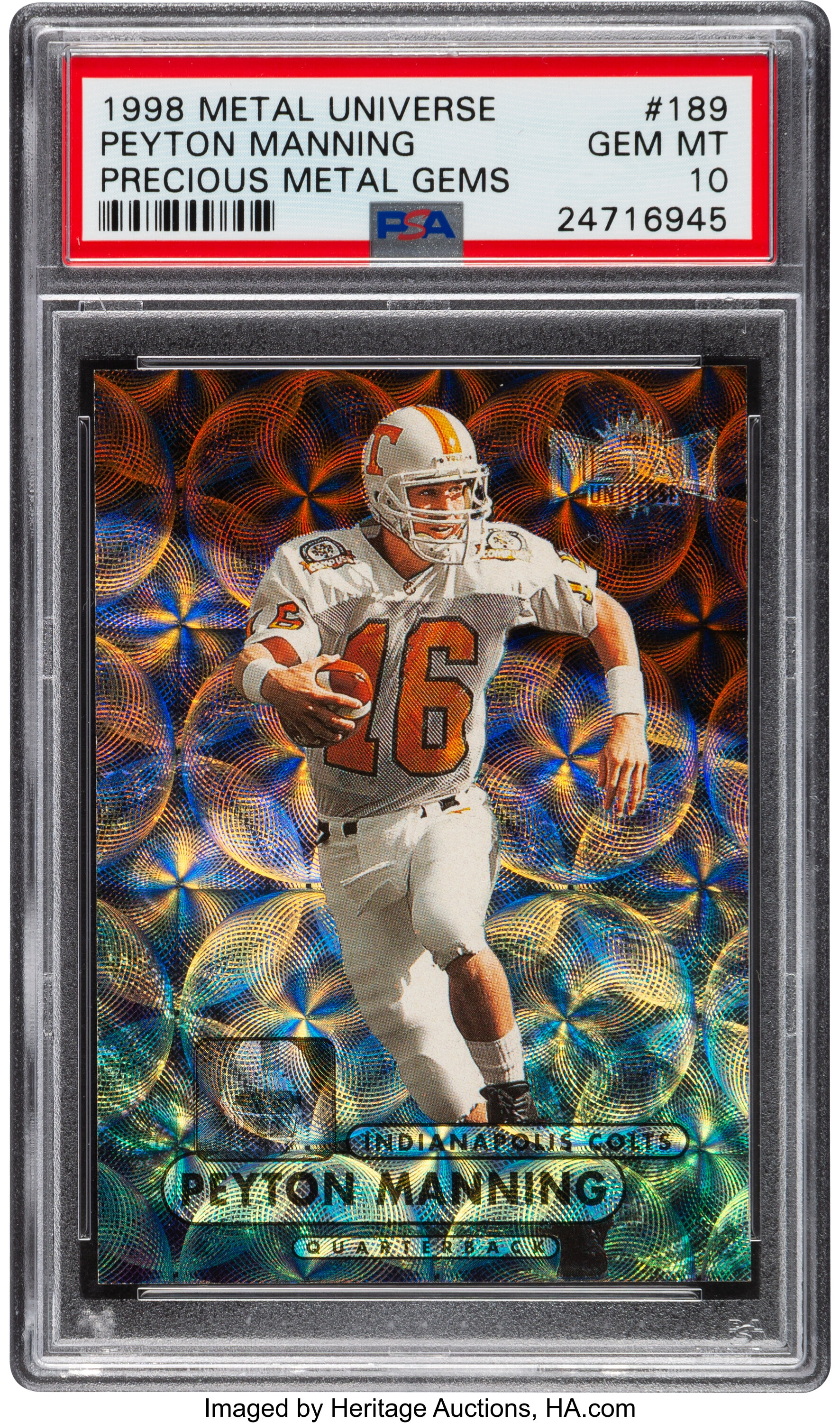 Peyton Manning (Indianapolis Colts) 1998 Topps Finest Football #121 RC  Rookie Card - PSA 10 GEM MINT